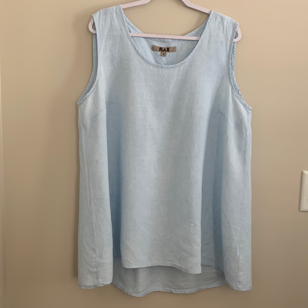 Light Blue Flax Blouse - Great for Summer and Beach Vacations.